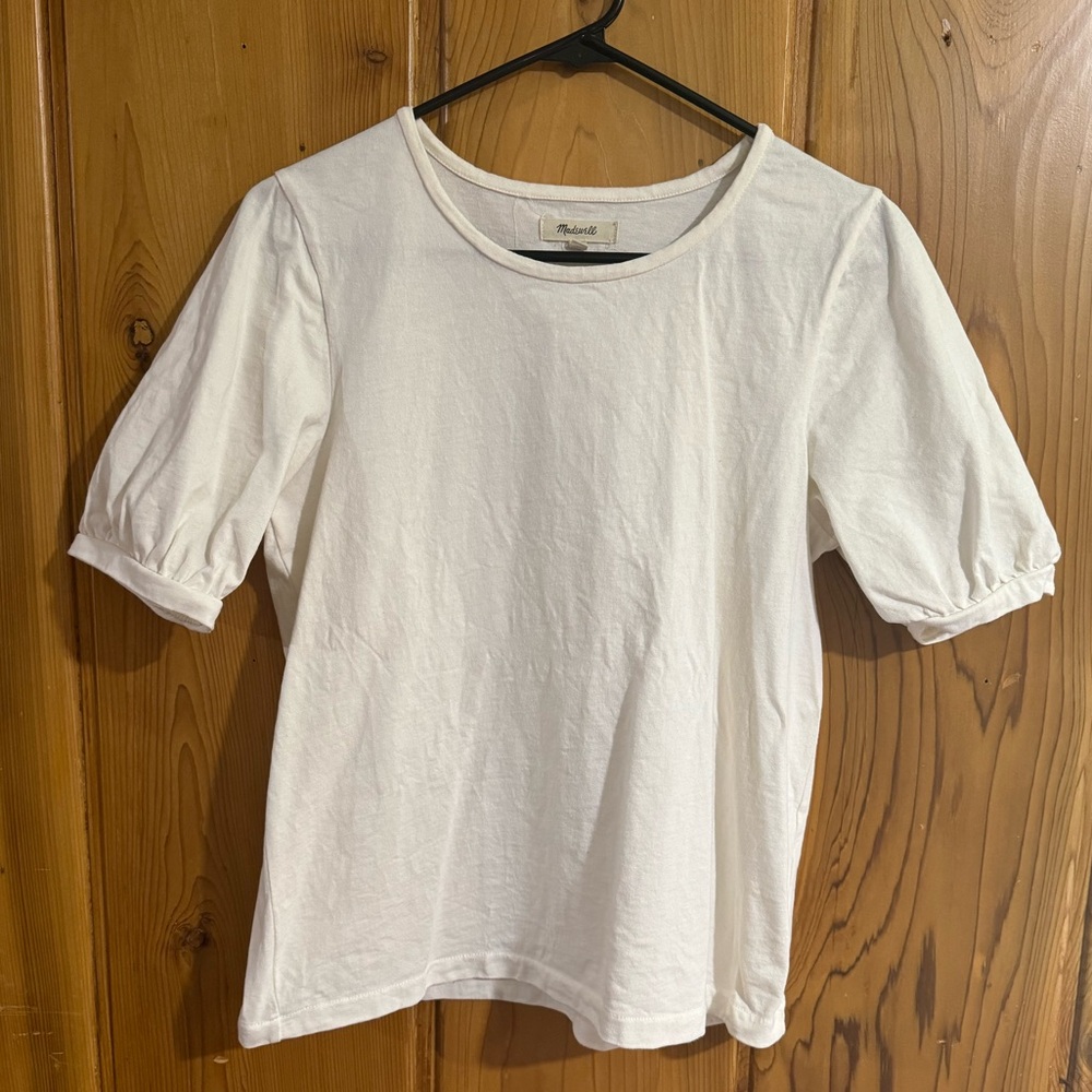 Madewell - Bubble Sleeve White Crew Neck T-Shirt - Medium - NWOT